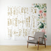 Tapiz She said yes Floral Blush Bridal Banner Wandkleed (In Situ (horizontaal))