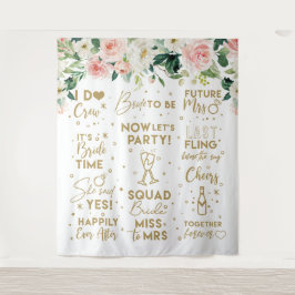 Tapiz She said yes Floral Blush Bridal Banner Wandkleed