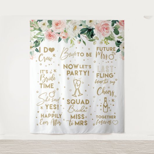 Tapiz She said yes Floral Blush Bridal Banner Wandkleed (Voorkant)