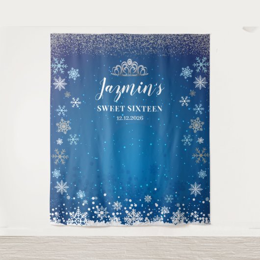 Tapiz Snow Princess Winter Sweet 16 Backdrop Wandkleed (Voorkant)