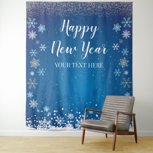 Tapiz Snow Winter Happy New Year Backdrop Wandkleed (In situ)