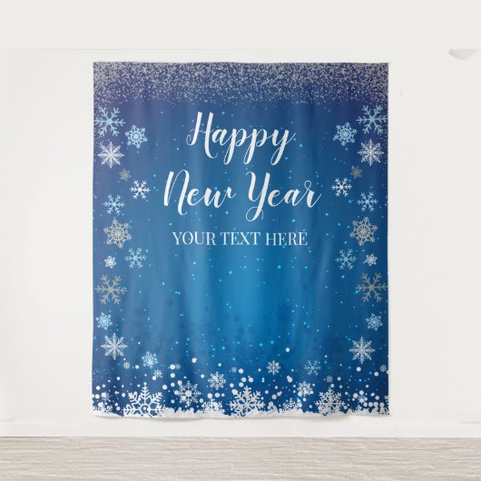 Tapiz Snow Winter Happy New Year Backdrop Wandkleed (Voorkant)
