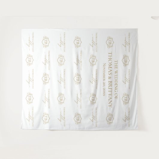 Tapiz Step and repeat backdrop wedding elegant mon Wandkleed (Voorkant (horizontaal))