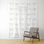 Tapiz Step and repeat backdrop wedding elegant mon Wandkleed (In situ)