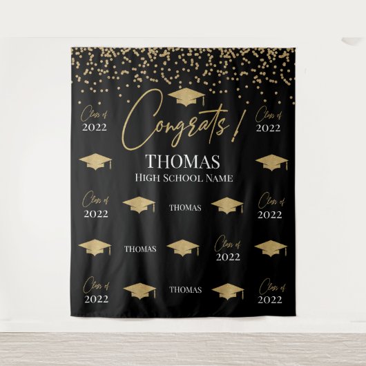Tapiz Step and repeat Graduation Backdrop banner Wandkleed (Voorkant)