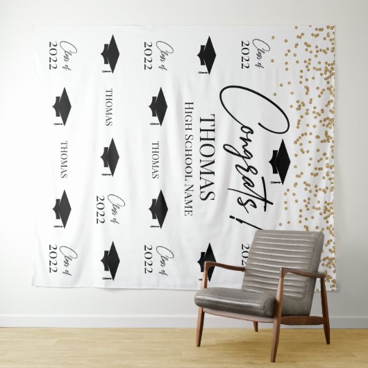 Tapiz Step and repeat Graduation Backdrop banner Wandkleed (In Situ (horizontaal))
