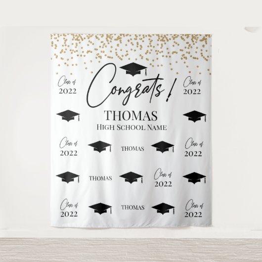 Tapiz Step and repeat Graduation Backdrop banner  Wandkleed (Voorkant)