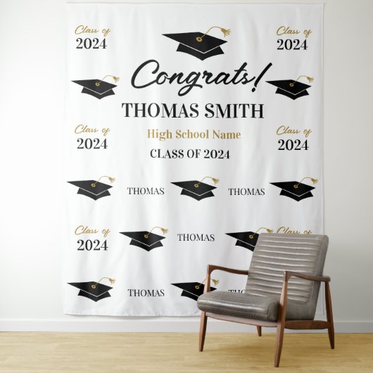Tapiz Step and repeat Graduation Backdrop banner  Wandkleed (In situ)