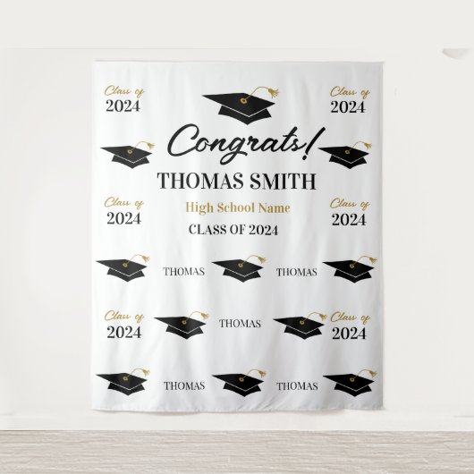 Tapiz Step and repeat Graduation Backdrop banner Wandkleed (Voorkant)