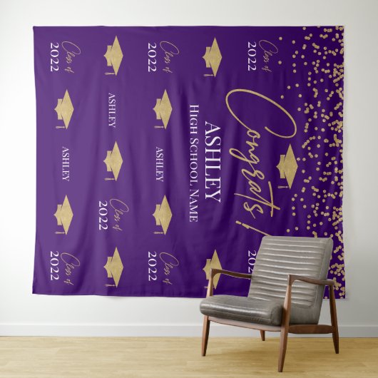 Tapiz Step and repeat Graduation Backdrop banner Wandkleed (In Situ (horizontaal))