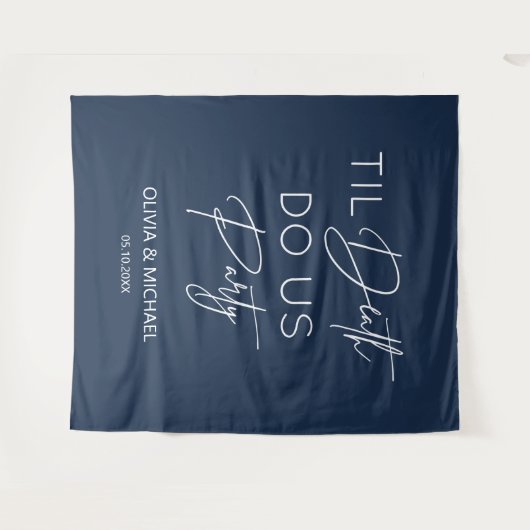 Tapiz Til death do us party wedding navy backdrop  Wandkleed (Voorkant (horizontaal))