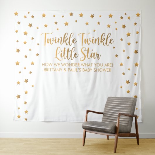 Tapiz Twinkle Twinkle Little Star Baby Shower bann Wandkleed (In Situ (horizontaal))