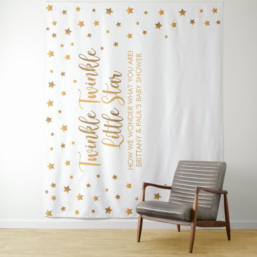 Tapiz Twinkle Twinkle Little Star Baby Shower bann Wandkleed (In situ)