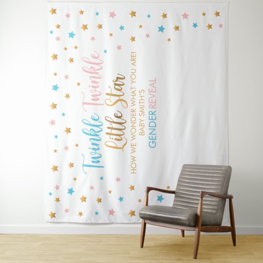 Tapiz Twinkle Twinkle Little Star Gender Reveal ba Wandkleed (In situ)