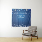 Tapiz Winter Baby Shower Welcome Baby banner backd Wandkleed (In situ)