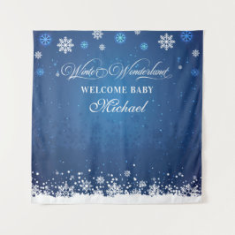 Tapiz Winter Baby Shower Welcome Baby banner backd Wandkleed