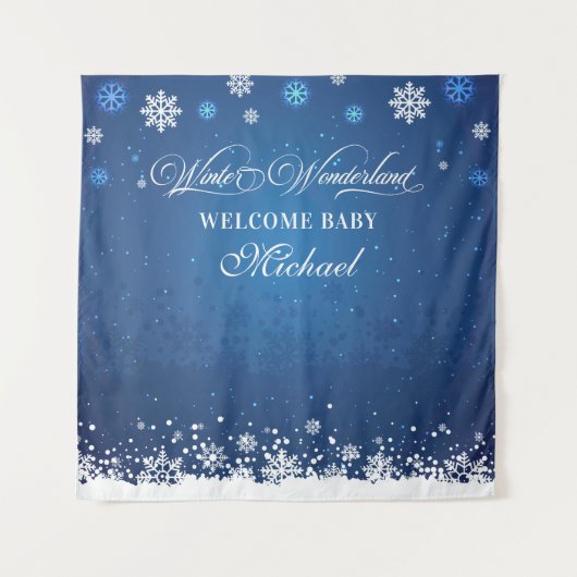 Tapiz Winter Baby Shower Welcome Baby banner backd Wandkleed (Voorkant)