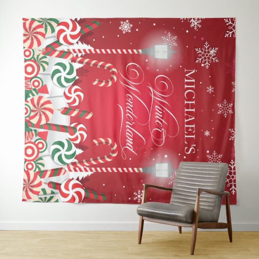 Tapiz Winter Wonderland holidays christmas banner Wandkleed (In Situ (horizontaal))