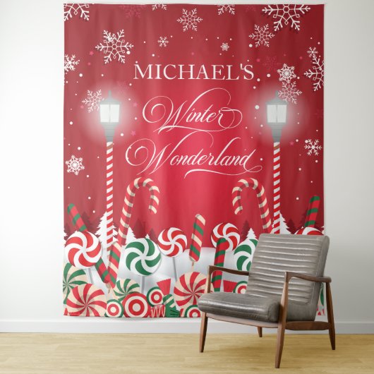 Tapiz Winter Wonderland holidays christmas banner Wandkleed (In situ)