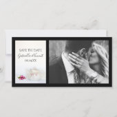 Tapot en roze rozen bruiloft sparen de datum save the date (Voorkant)