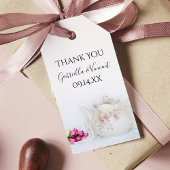 Tapot en roze rozen Labels voor het huwelijk Cadeaulabel