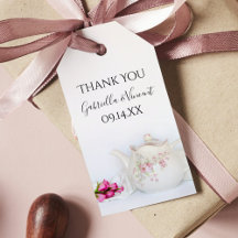 Tapot en roze rozen Labels voor het huwelijk