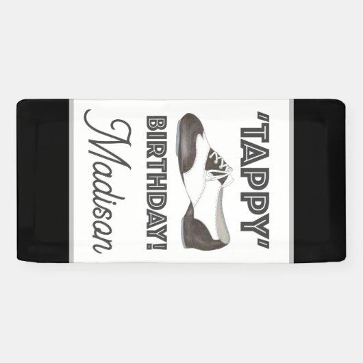 'Tappy' Happy Birthday Bday Tap Dance Shoe Party Spandoek (Horizontaal)
