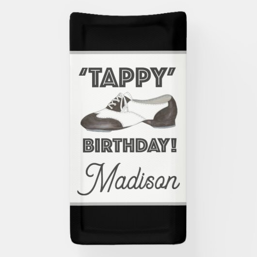 'Tappy' Happy Birthday Bday Tap Dance Shoe Party Spandoek (Verticaal)