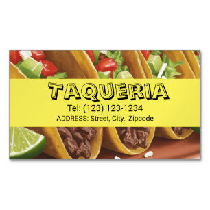 TAQUERIA diensten bewerkbare bedrijfskaart Magnetisch Visitekaartje