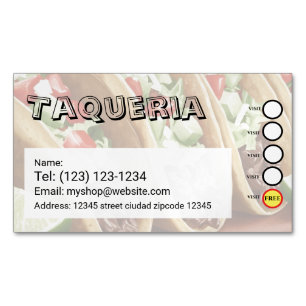 TAQUERIA diensten bewerkbare zakelijke kaart Magnetisch Visitekaartje