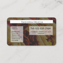 taqueria / restaurant bewerkbare kaart visitekaartje