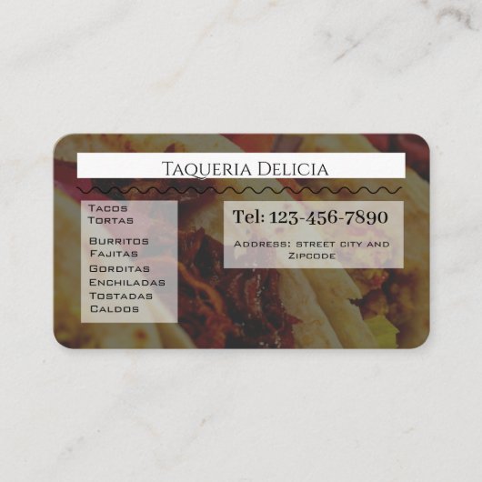 taqueria / restaurant editable card visitekaartje (Voorkant)