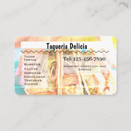 taqueria / restaurant editable card  visitekaartje (Voorkant)