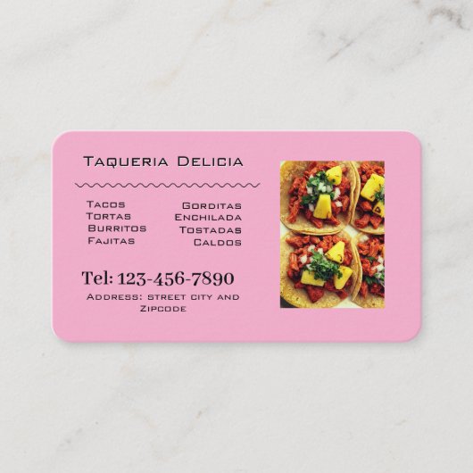 taqueria / restaurant editable card visitekaartje (Voorkant)