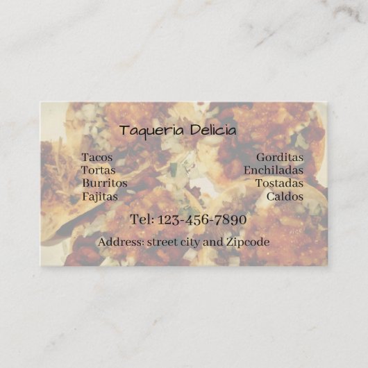taqueria / restaurant editable card  visitekaartje (Voorkant)