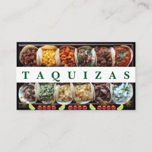 Taquizas. Visitekaartje (Voorkant)