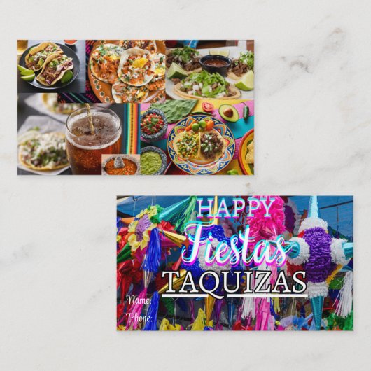 Taquizas Visitekaartjes, Tacos Visitekaartjes (Voorkant / Achterkant)