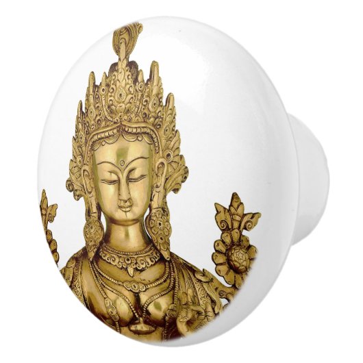 Tara Buddha Buddhist Goddess Yoga Tibet Vrede Keramische Knop (Rechts)