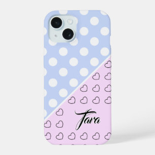 Tara - Naam Sjabloon - Lichtblauw en pastelroze iPhone 15 Case