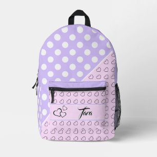 'Tara' Naam Sjabloon - Pastel Roze en Lavendel Bedrukte Rugzak