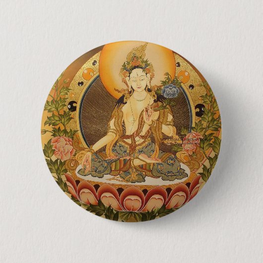 Tara (Vrouw Boeddha) Ronde Button 5,7 Cm (Voorkant)
