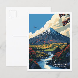 Taranaki Nieuw-Zeeland vintage reisillustratie Briefkaart
