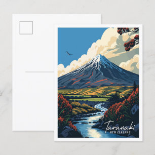 Taranaki Nieuw-Zeeland vintage reisillustratie Briefkaart