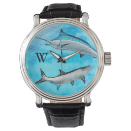 Tarantel Zeilvissen Blauw Water Initiaal Horloge