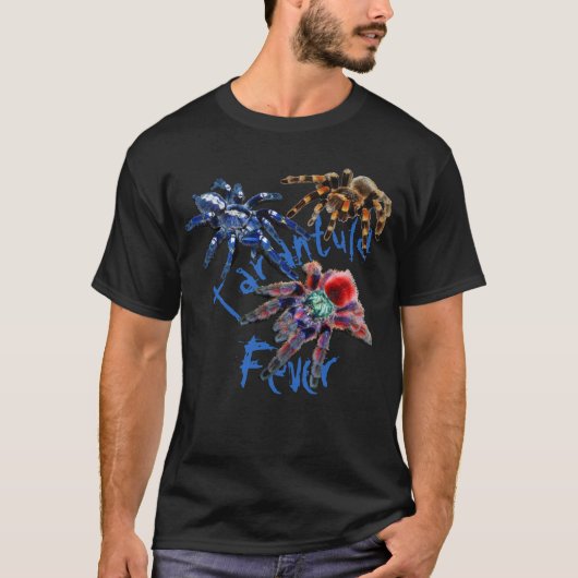 Tarantula blauw/rood/oranje/zwarte tarantula spin t-shirt (Voorkant)