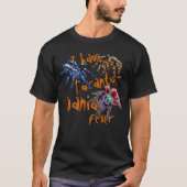 Tarantula blauw/rood/oranje/zwarte tarantula spin t-shirt (Voorkant)