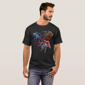 Tarantula blauw/rood/oranje/zwarte tarantula spin t-shirt (Voorkant volledig)