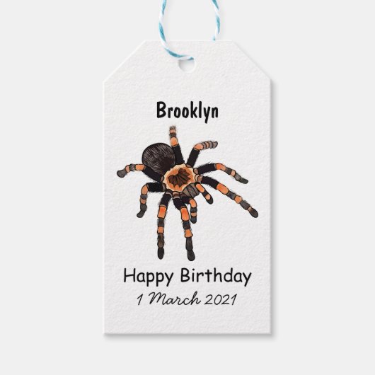 Tarantula cartoon illustratie cadeaulabel (Voorkant)