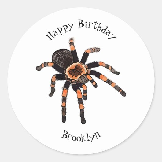 Tarantula cartoon illustratie ronde sticker (Voorkant)