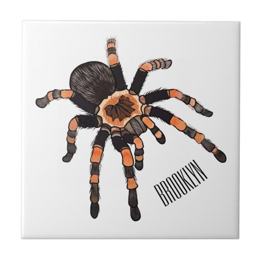 Tarantula cartoon illustratie tegeltje (Voorkant)
